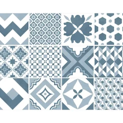 Carrelage sol et mur intérieur effet carreaux de ciment tons bleus L.20 x l.20 cm x ép.7,4 mm, Glamour Océan Mix- Best