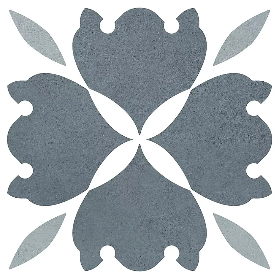 Carrelage sol et mur intérieur effet carreaux de ciment tons bleus L.20 x l.20 cm x ép.7,4 mm, Glamour Océan Mix- Best