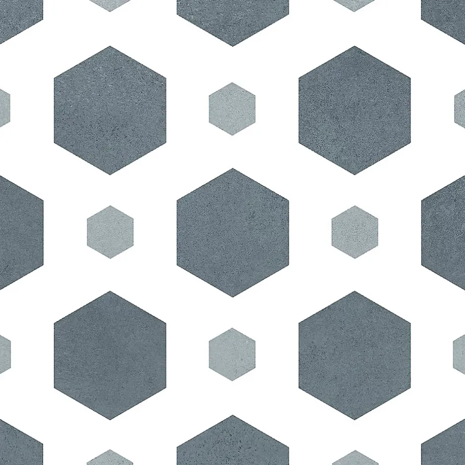 Carrelage sol et mur intérieur effet carreaux de ciment tons bleus L.20 x l.20 cm x ép.7,4 mm, Glamour Océan Mix- Best