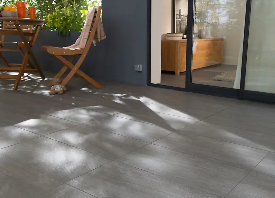 GoodHome Carrelage sol et mur intérieur anthracite effet pierre L.60 x l.30 cm x ép.9,5 mm, Oikos