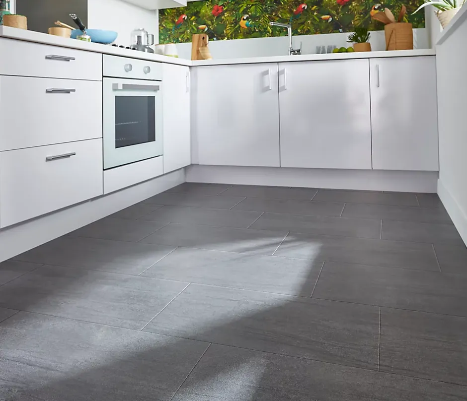 GoodHome Carrelage sol et mur intérieur anthracite effet pierre L.60 x l.30 cm x ép.9,5 mm, Oikos