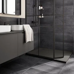 GoodHome Carrelage sol et mur intérieur anthracite effet pierre L.60 x l.30 cm x ép.9,5 mm, Oikos