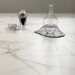 Carrelage sol et mur intérieur en grès cérame effet marbre blanc mat L.60 x l.60 cm x ép.9 mm, Fiordo Reve