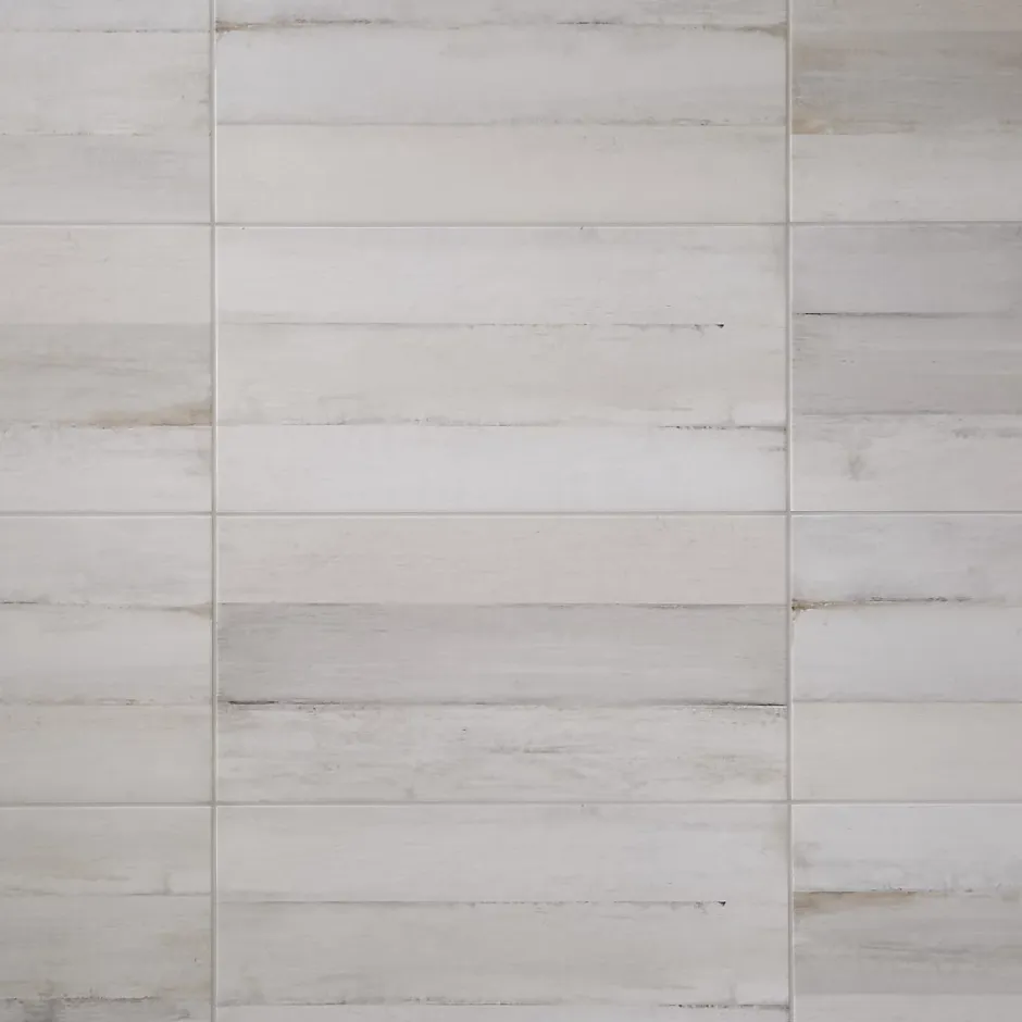 Carrelage sol et mur intérieur effet bois brut gris clair L.60 x l.30 cm x ép.8,7 mm, Norwegio- New