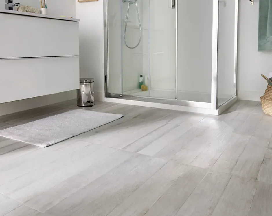 Carrelage sol et mur intérieur effet bois brut gris clair L.60 x l.30 cm x ép.8,7 mm, Norwegio- New