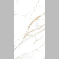 Carrelage sol et mur intérieur en grès cérame effet marbre blanc poli L.120 x l.60 cm x ép.9 mm, Fiordo Reve