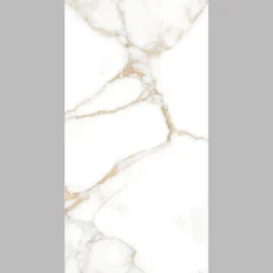 Carrelage sol et mur intérieur en grès cérame effet marbre blanc poli L.120 x l.60 cm x ép.9 mm, Fiordo Reve