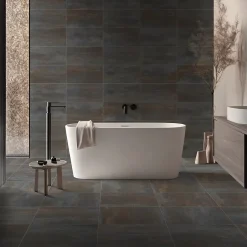 Carrelage sol et mur intérieur en grès cérame effet béton noir mat L.60 x l.60 cm x ép.7,4 mm, Upper-Gresmalt New