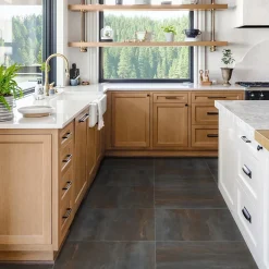 Carrelage sol et mur intérieur en grès cérame effet béton noir mat L.60 x l.60 cm x ép.7,4 mm, Upper-Gresmalt New