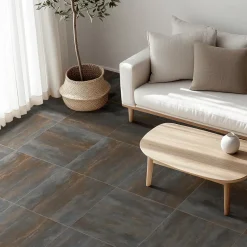 Carrelage sol et mur intérieur en grès cérame effet béton noir mat L.60 x l.60 cm x ép.7,4 mm, Upper-Gresmalt New