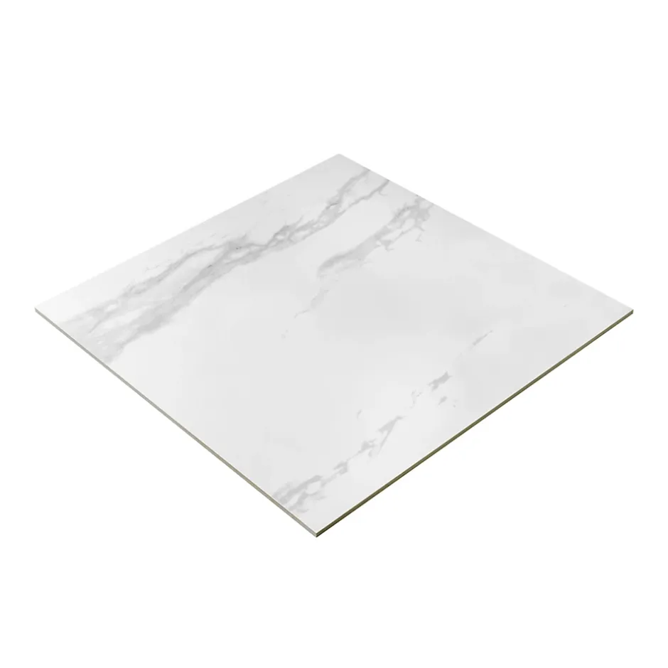 Carrelage sol et mur intérieur en grés cérame émaillé effet marbre blanc poli L.60 x l.60 cm x ép.9 mm, Ultimate Marble-GoodHome Outlet
