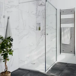 Carrelage sol et mur intérieur en grés cérame émaillé effet marbre blanc poli L.60 x l.60 cm x ép.9 mm, Ultimate Marble-GoodHome Outlet