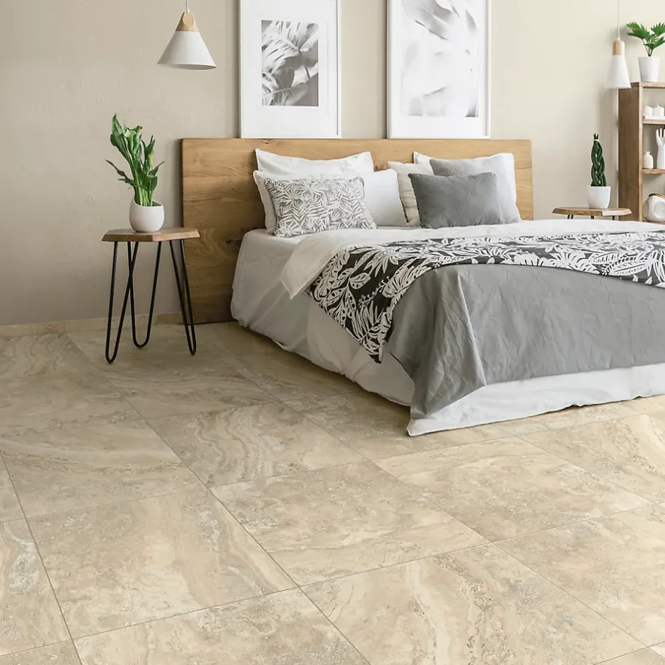 Carrelage sol et mur intérieur effet pierre beige L.60 x l.60 cm x ép.8 mm, Siena- New