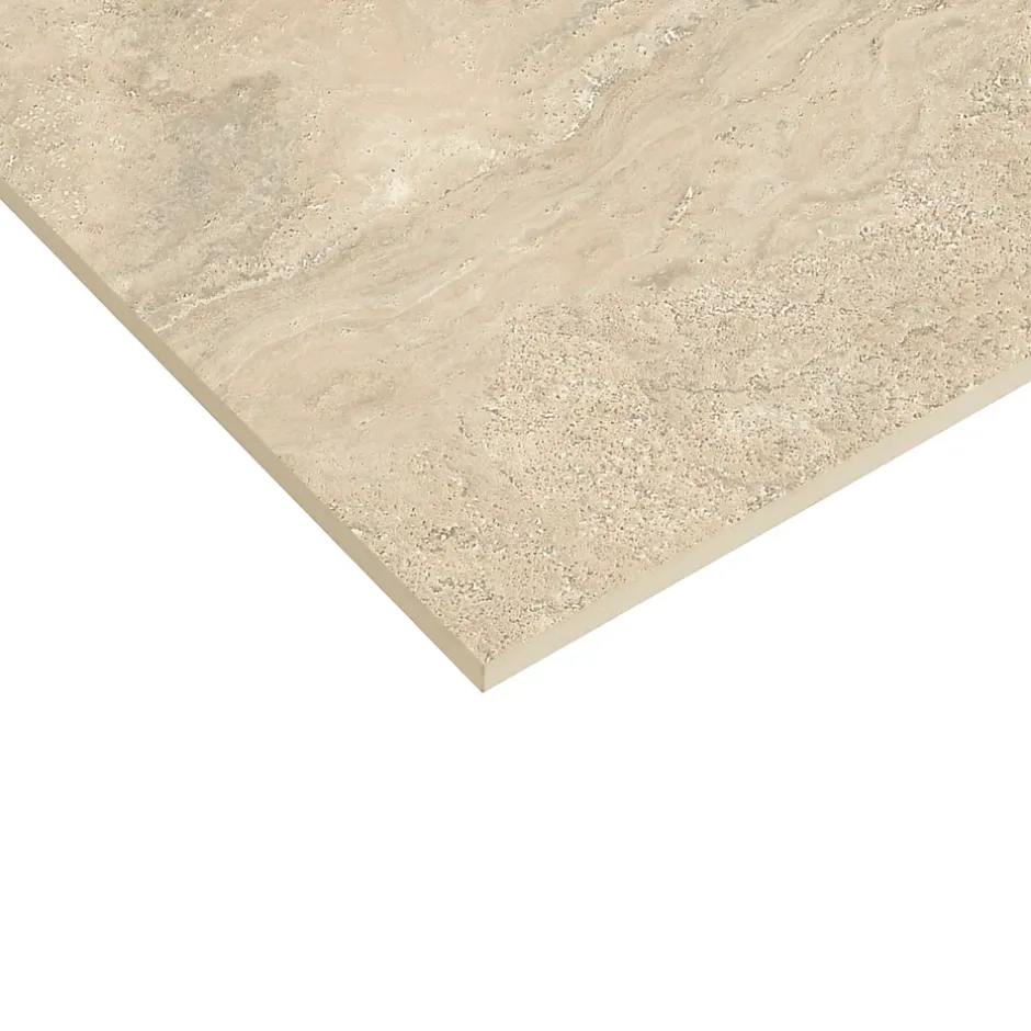 Carrelage sol et mur intérieur effet pierre beige L.60 x l.60 cm x ép.8 mm, Siena- New