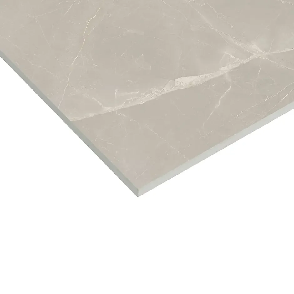 Carrelage sol et mur intérieur effet marbre beige grisé L.61 x l.61 cm x ép.9 mm, Stone Marble- Discount