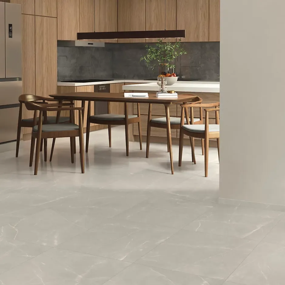 Carrelage sol et mur intérieur effet marbre beige grisé L.61 x l.61 cm x ép.9 mm, Stone Marble- Discount