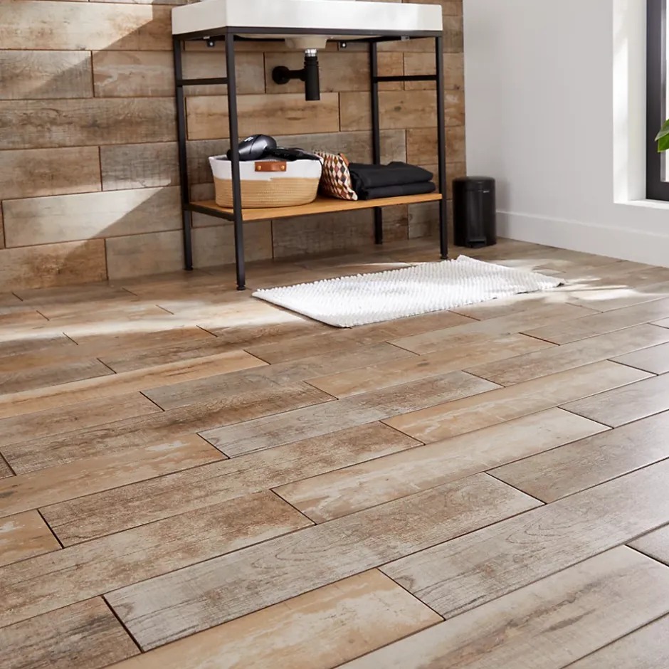 Carrelage sol et mur intérieur effet bois naturel L.60 x l.15 cm x ép.8 mm, Julyo