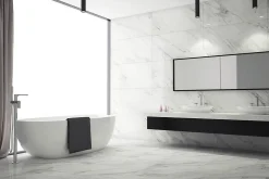 Carrelage sol et mur intérieur effet marbre blanc mat L.120 x l.60 cm x ép.7,5 mm, Medicis