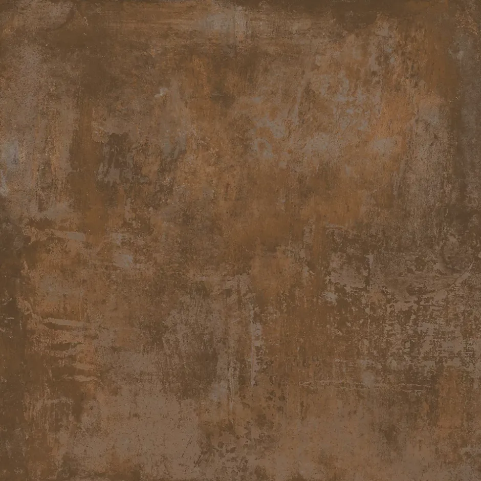 Carrelage sol et mur intérieur en grès cérame émaillé effet béton marron cuivré satin L.60 x l.60 cm x ép.8 mm, Malt- Outlet