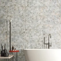 Carrelage sol et mur intérieur en grès cérame émaillé effet béton décoré multicouleurs satin L.61 x l.31 cm x ép.8 mm, Malt- Online