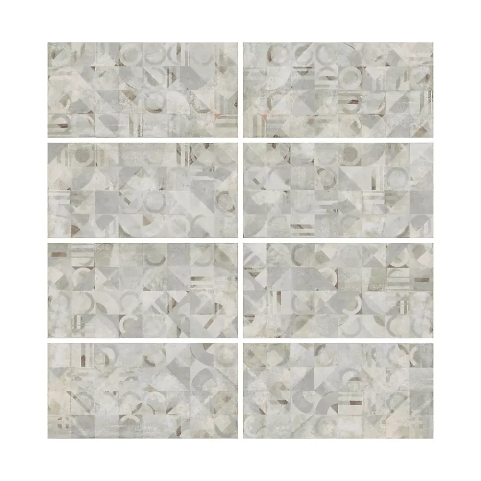 Carrelage sol et mur intérieur en grès cérame émaillé effet béton décoré multicouleurs satin L.61 x l.31 cm x ép.8 mm, Malt- Online