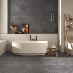 Carrelage sol et mur intérieur gris foncé effet pierre L.60,4 x l.30 cm x ép.7,4 mm, Mitha- Clearance