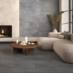 Carrelage sol et mur intérieur gris foncé effet pierre L.60,4 x l.30 cm x ép.7,4 mm, Mitha- Clearance