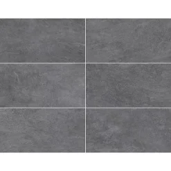 Carrelage sol et mur intérieur gris foncé effet pierre L.60,4 x l.30 cm x ép.7,4 mm, Mitha- Clearance