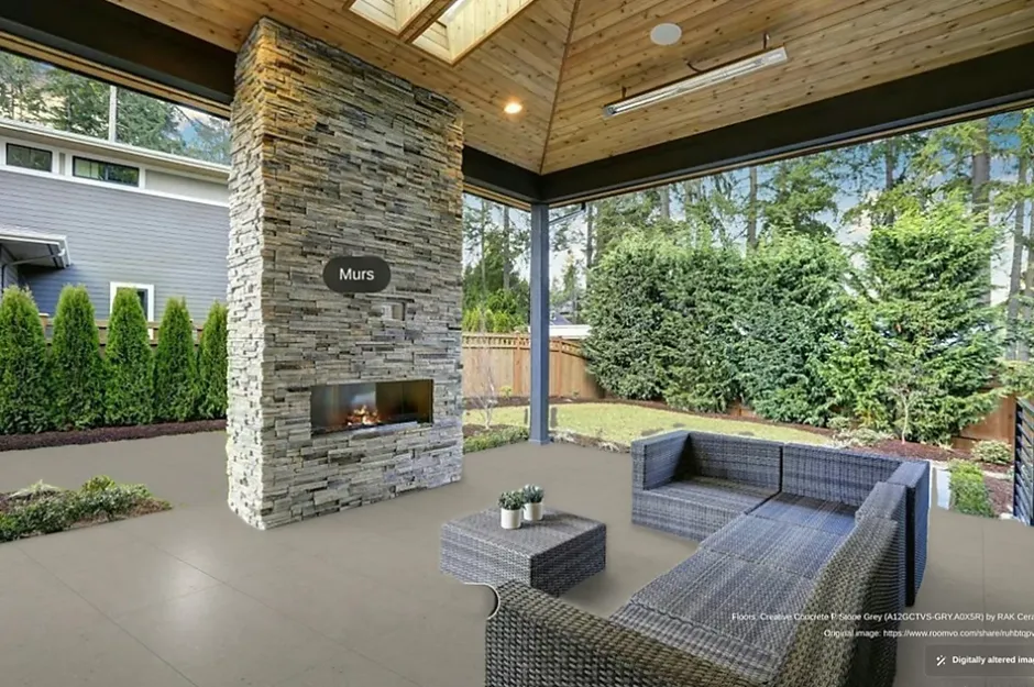 RAK Ceramics Carrelage sol et mur intérieur / extérieur effet béton Créative Concrète P Stone Grey l.60 X L.120 cm rectifié 1er choix R11