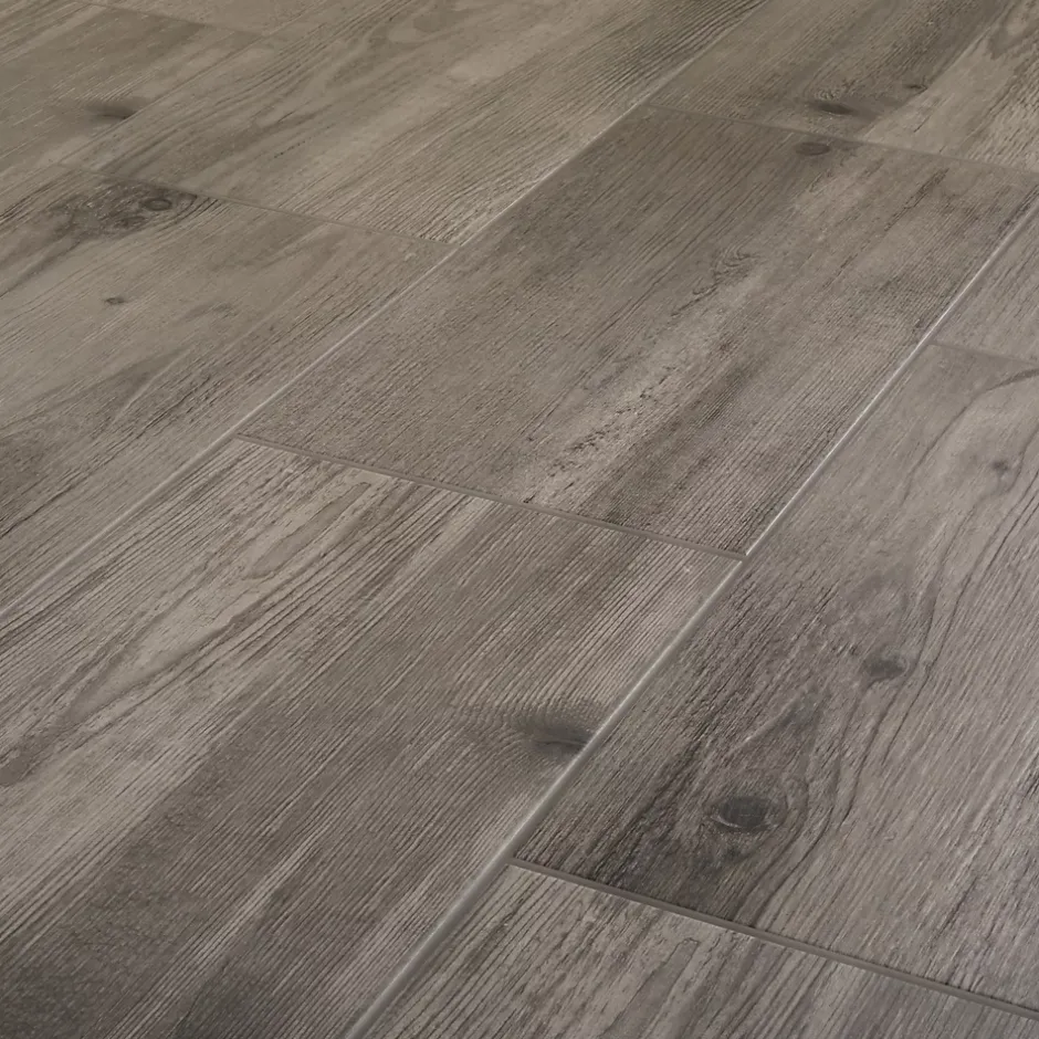 Carrelage sol et mur intérieur effet bois brut gris L.60 x l.30 cm x ép.8,7 mm, Norwegio- Discount