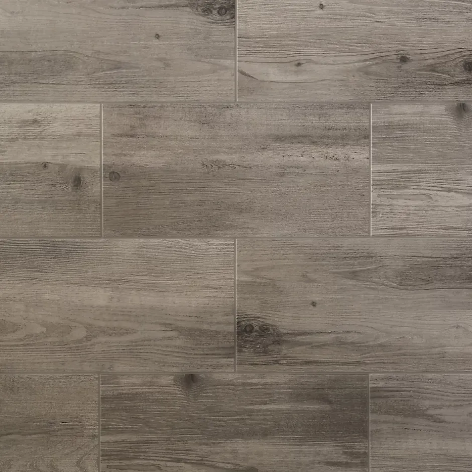 Carrelage sol et mur intérieur effet bois brut gris L.60 x l.30 cm x ép.8,7 mm, Norwegio- Discount