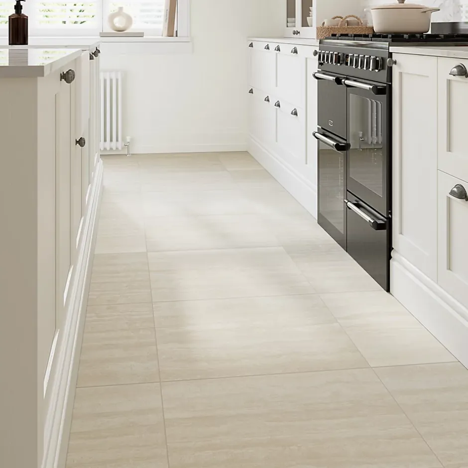 GoodHome Carrelage sol et mur intérieur beige effet pierre L.59,5 x l.59,5 cm x ép.9,5 mm, Kyat