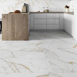 Carrelage sol et mur intérieur en grès cérame effet marbre blanc mat L.120 x l.60 cm x ép.9 mm, Fiordo Reve- Outlet