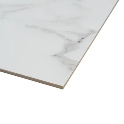 Ecoceramic Carrelage sol et mur intérieur en grès effet marbre blanc brillant L.60 x l.60 cm x ép.8,5 mm, Aria
