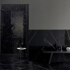 Carrelage sol et mur intérieur en grès cérame effet marbre noir poli L.120 x l.60 cm x ép.9 mm, Fiordo Tresor- Best