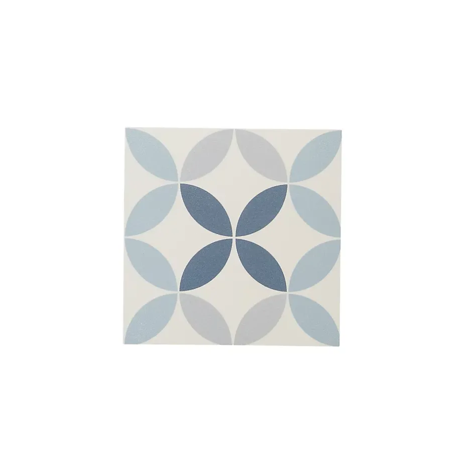 Colours Carrelage sol et mur intérieur Hydrolic effet carreau de ciment décor cercle bleu L. 20 x l. 20 x Ep. 1 cm