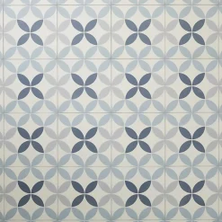 Colours Carrelage sol et mur intérieur Hydrolic effet carreau de ciment décor cercle bleu L. 20 x l. 20 x Ep. 1 cm