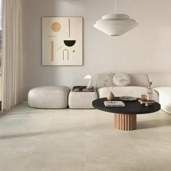 Carrelage sol et mur intérieur beige effet pierre L.60,4 x l.60,4 cm x ép.7,4 mm, Mitha