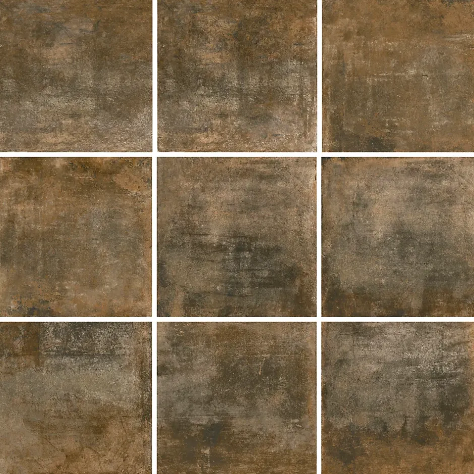 Carrelage sol et mur intérieur effet béton oxydé L.61 x l.61 cm x ép.9 mm, Real Ruggine