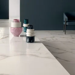 Carrelage sol et mur intérieur en grès cérame effet marbre blanc poli L.60 x l.60 cm x ép.9 mm, Fiordo Reve- Hot