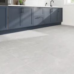 Carrelage sol et mur intérieur gris clair effet pierre L.45 x l.45 cm x ép.9,1 mm, Limo