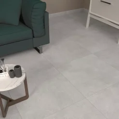 Carrelage sol et mur intérieur gris clair effet béton L.60 x l.60 cm x ép.9,5 mm, District-Ecoceramic Discount