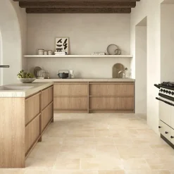 Carrelage sol et mur intérieur effet pierre ivoire mat L.50 x l.50 cm x ép.9 mm, Sunstone