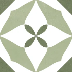 Carrelage sol et mur intérieur effet carreaux de ciment tons vert menthe L.20 x l.20 cm x ép.7,4 mm, Glamour Mint Mix