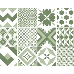 Carrelage sol et mur intérieur effet carreaux de ciment tons vert menthe L.20 x l.20 cm x ép.7,4 mm, Glamour Mint Mix