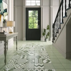 Carrelage sol et mur intérieur effet carreaux de ciment tons vert menthe L.20 x l.20 cm x ép.7,4 mm, Glamour Mint Mix