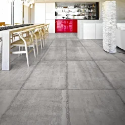 Carrelage sol et mur intérieur effet béton gris industriel L.120 x l.60 cm x ép.9 mm, Industrie