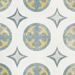 Carrelage sol et mur intérieur effet carreaux de ciment tons bleus et ocres L.20 x l.20 cm x ép.7,4 mm, Liberty bleu