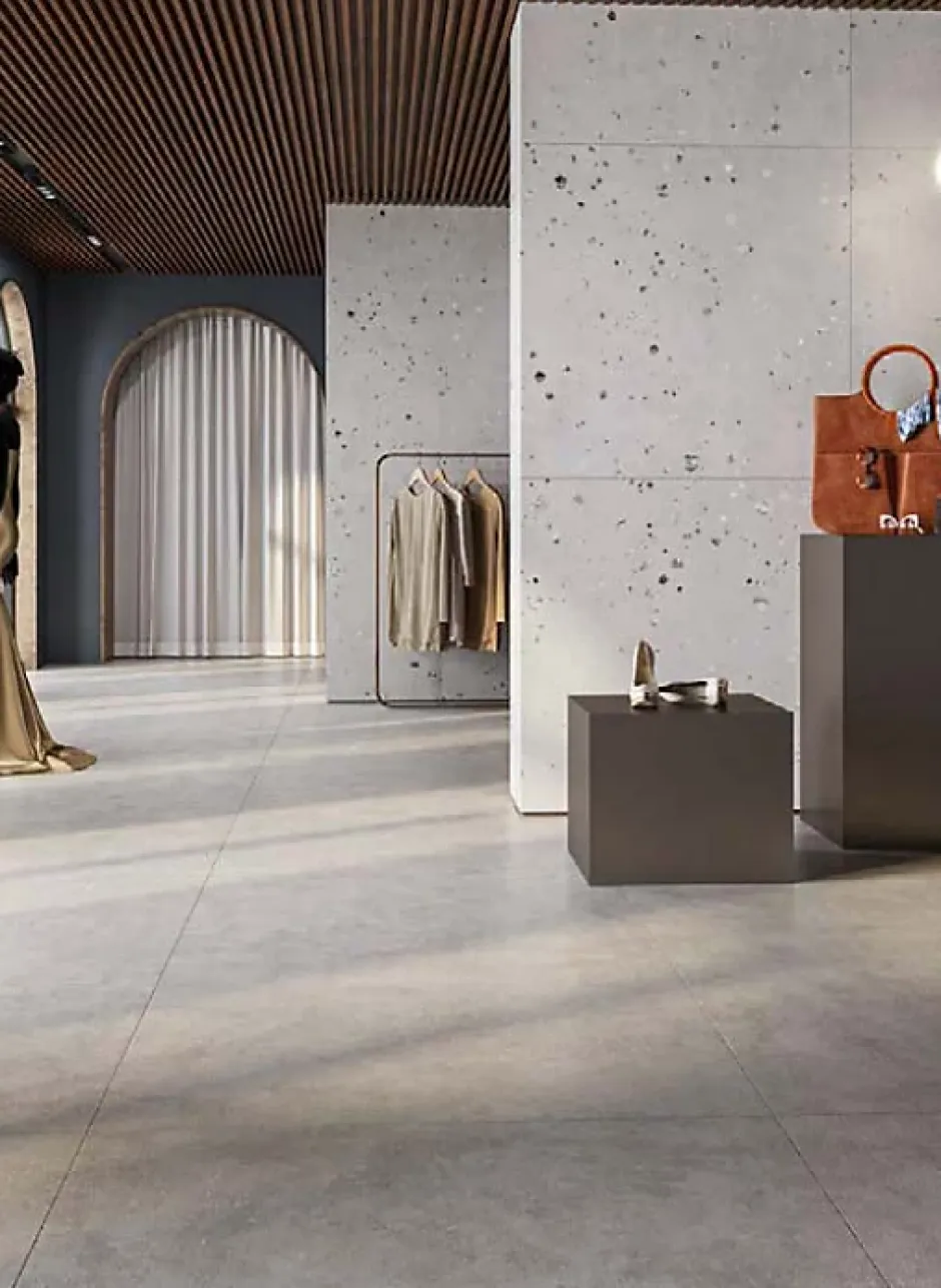 Carrelage sol et mur intérieur / extérieur effet béton ciré Créative Concrète P Decor White l.60 X L.120 cm rectifié 1er choix-RAK Ceramics Outlet