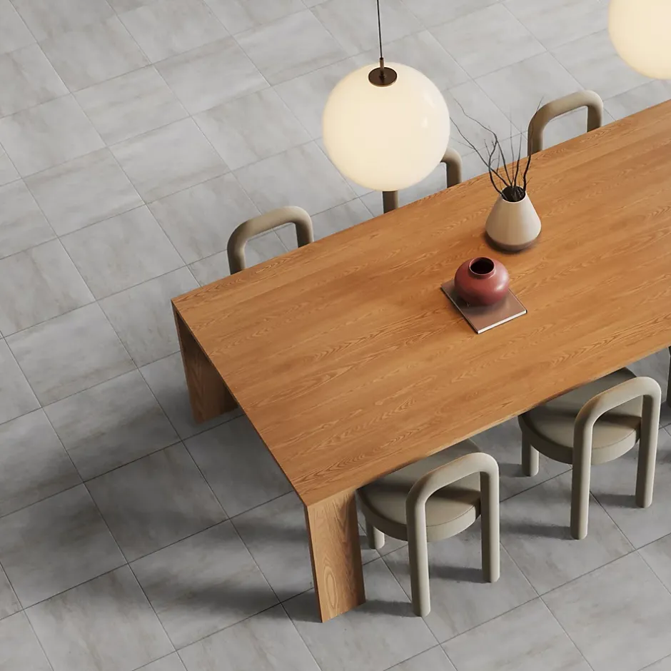 Carrelage sol et mur intérieur en grès cérame émaillé effet béton gris mat L.60 x l.60 cm ép.7,4 mm, Upper-Gresmalt New